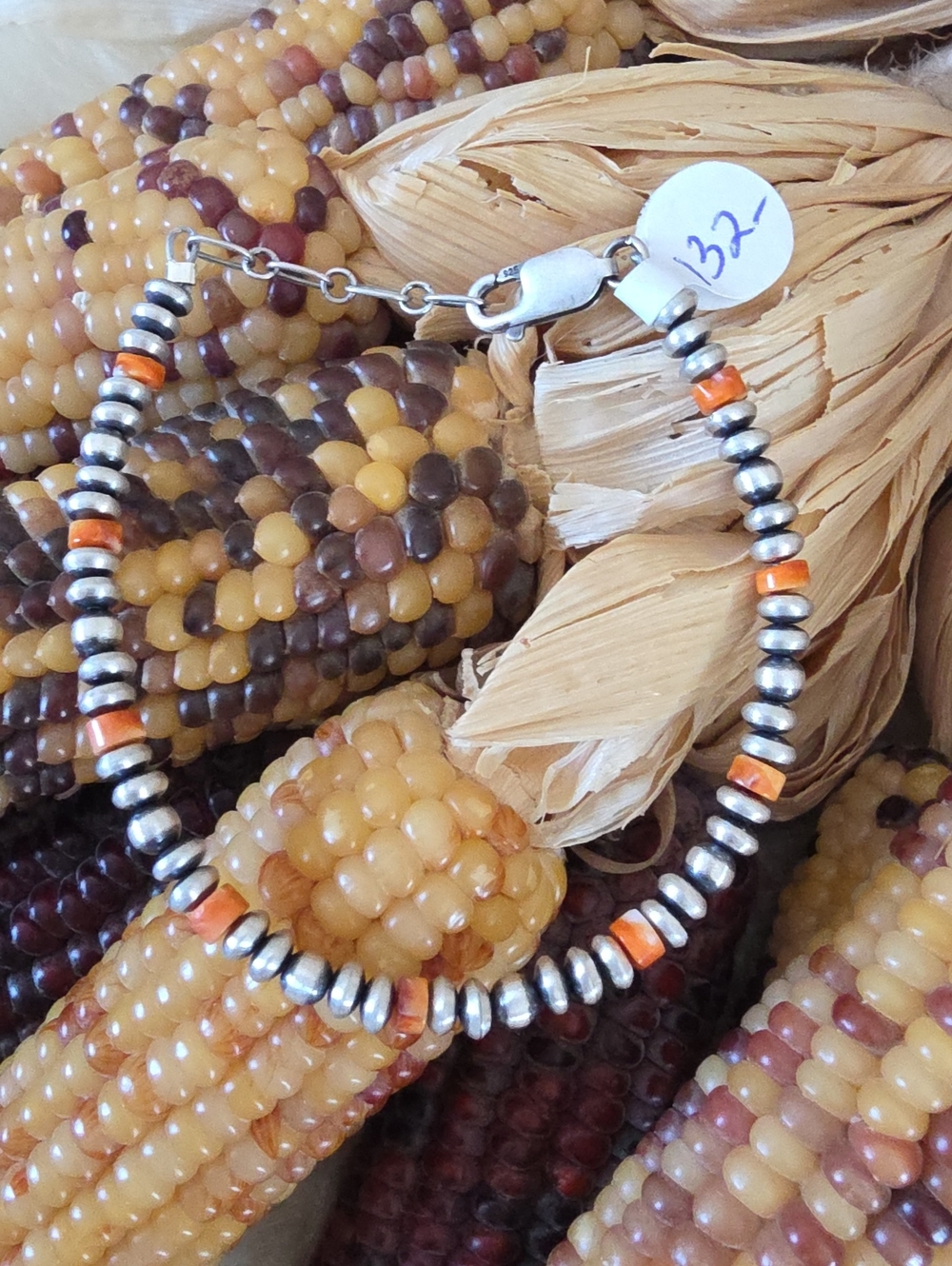 Gorgeous NWT Sterling Navajo Pearl & Orange Spiny Bead Bracelet 🧡🎁🩶